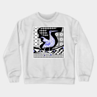 agami heron garza bird in ecopop talavera azulejo pattern wallpaper Crewneck Sweatshirt